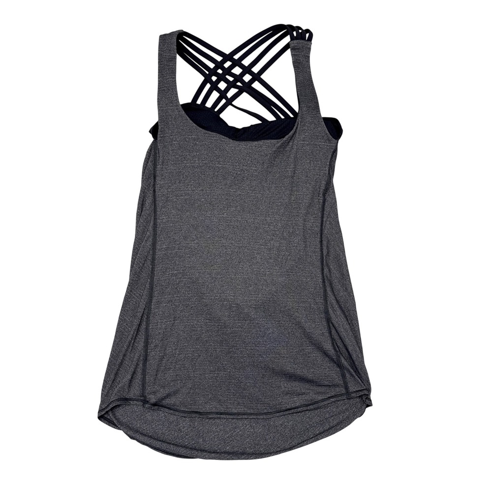 Lululemon Wild Tank Top Size 6 Gray Black Activewear Gym Yoga Pilates Strappy - Picture 4 of 9
